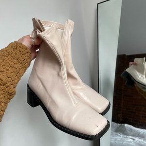 Vegan Leather White/Cream Sock Boots 6.5W